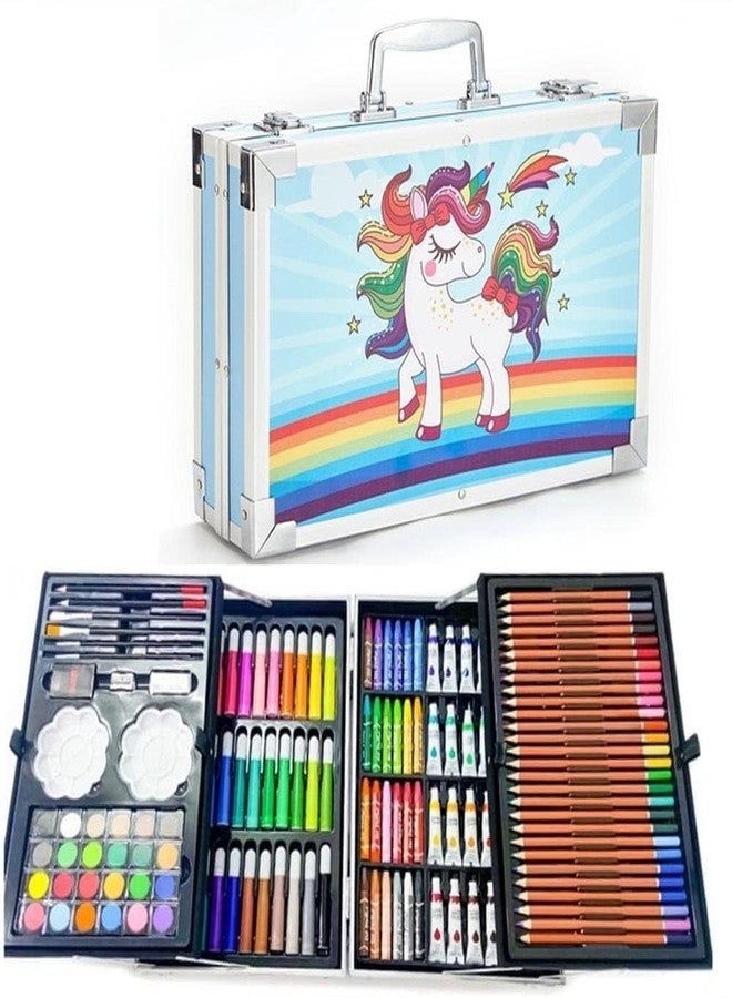 Brille Bee Unicorn Art & Craft Painting Box, 145 Colour Kit, Professional Drawing Water Colour Pencils, Oil Pastels, Sketches & Acrylic Paint Brushes (Unicorn) - Image 1